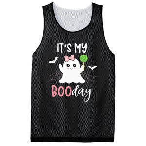 Its My Boo Day Cute Halloween Birthday Ghost Pink Bow Girls Mesh Reversible Basketball Jersey Tank