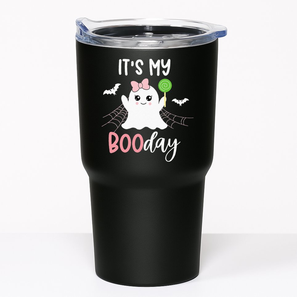 Its My Boo Day Cute Halloween Birthday Ghost Pink Bow Girls Tumbler