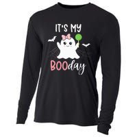 Its My Boo Day Cute Halloween Birthday Ghost Pink Bow Girls Cooling Performance Long Sleeve Crew