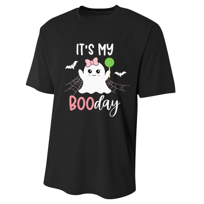 Its My Boo Day Cute Halloween Birthday Ghost Pink Bow Girls Performance Sprint T-Shirt