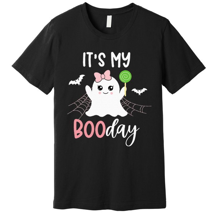 Its My Boo Day Cute Halloween Birthday Ghost Pink Bow Girls Premium T-Shirt