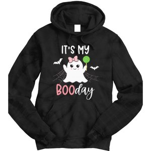 Its My Boo Day Cute Halloween Birthday Ghost Pink Bow Girls Tie Dye Hoodie