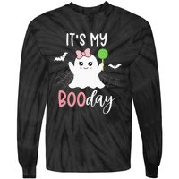 Its My Boo Day Cute Halloween Birthday Ghost Pink Bow Girls Tie-Dye Long Sleeve Shirt