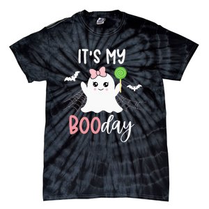 Its My Boo Day Cute Halloween Birthday Ghost Pink Bow Girls Tie-Dye T-Shirt