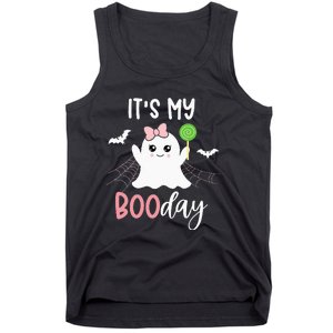 Its My Boo Day Cute Halloween Birthday Ghost Pink Bow Girls Tank Top