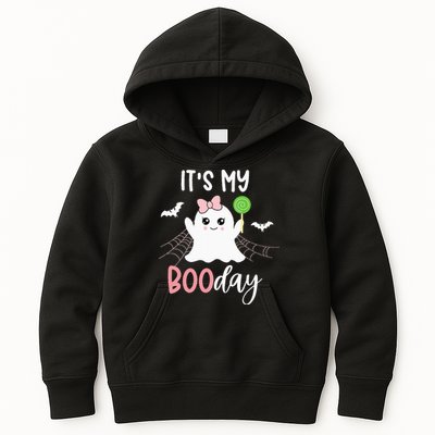 Its My Boo Day Cute Halloween Birthday Ghost Pink Bow Girls Kids Hoodie