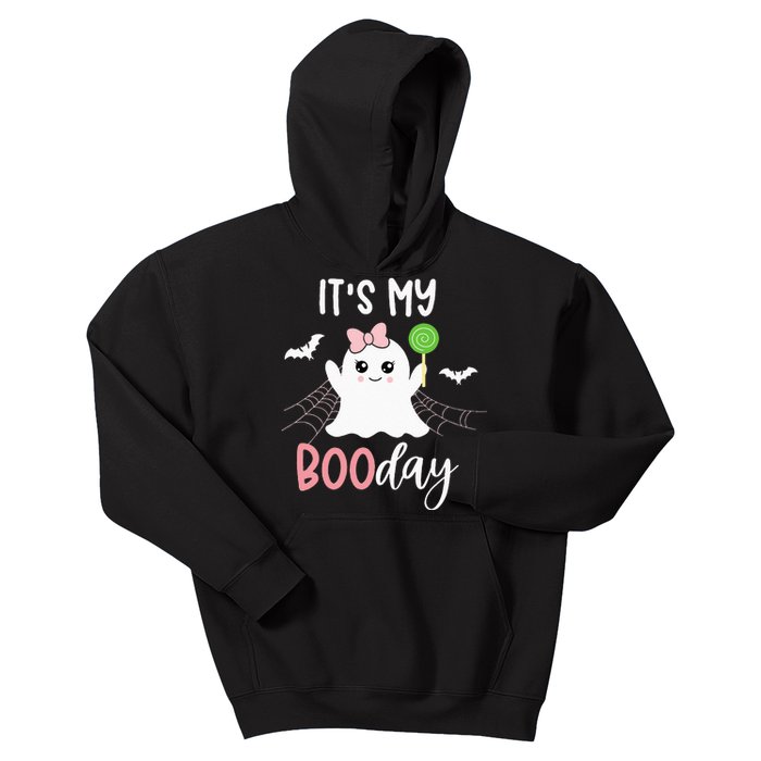 Its My Boo Day Cute Halloween Birthday Ghost Pink Bow Girls Kids Hoodie