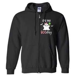 Its My Boo Day Cute Halloween Birthday Ghost Pink Bow Girls Full Zip Hoodie