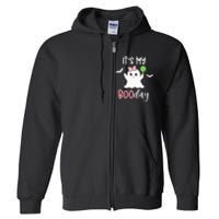 Its My Boo Day Cute Halloween Birthday Ghost Pink Bow Girls Full Zip Hoodie