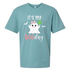 Its My Boo Day Cute Halloween Birthday Ghost Pink Bow Girls Sueded Cloud Jersey T-Shirt