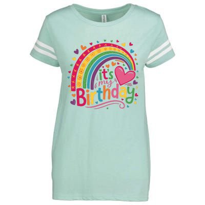 Its My Birthday Rainbow Birthday Wo Teens Girl Enza Ladies Jersey Football T-Shirt