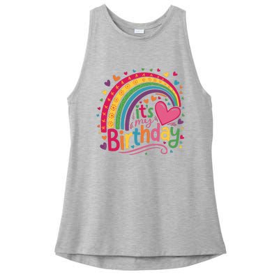 Its My Birthday Rainbow Birthday Wo Teens Girl Ladies PosiCharge Tri-Blend Wicking Tank