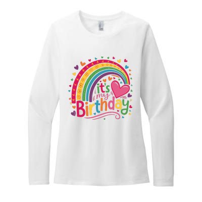 Its My Birthday Rainbow Birthday Wo Teens Girl Womens CVC Long Sleeve Shirt