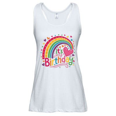 Its My Birthday Rainbow Birthday Wo Teens Girl Ladies Essential Flowy Tank