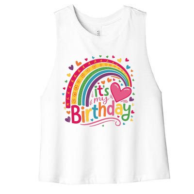 Its My Birthday Rainbow Birthday Wo Teens Girl Women's Racerback Cropped Tank