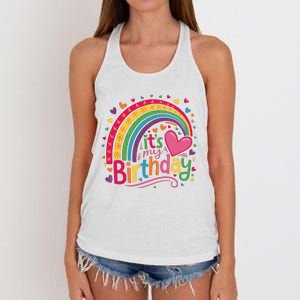 Its My Birthday Rainbow Birthday Wo Teens Girl Women's Knotted Racerback Tank