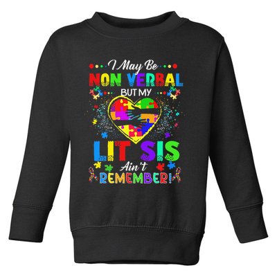 I May Be Non Verbal But My Lit Sis Aint Remember Autism Toddler Sweatshirt