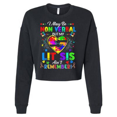 I May Be Non Verbal But My Lit Sis Aint Remember Autism Cropped Pullover Crew