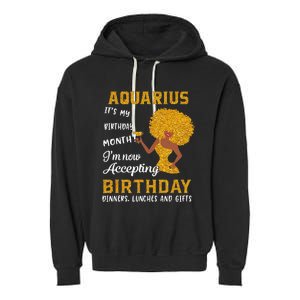 It’s My Birthday Black Wo Aquarius February Gifts Garment-Dyed Fleece Hoodie