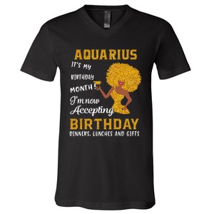 It’s My Birthday Black Wo Aquarius February Gifts V-Neck T-Shirt