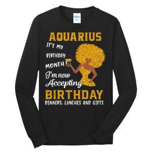 It’s My Birthday Black Wo Aquarius February Gifts Tall Long Sleeve T-Shirt