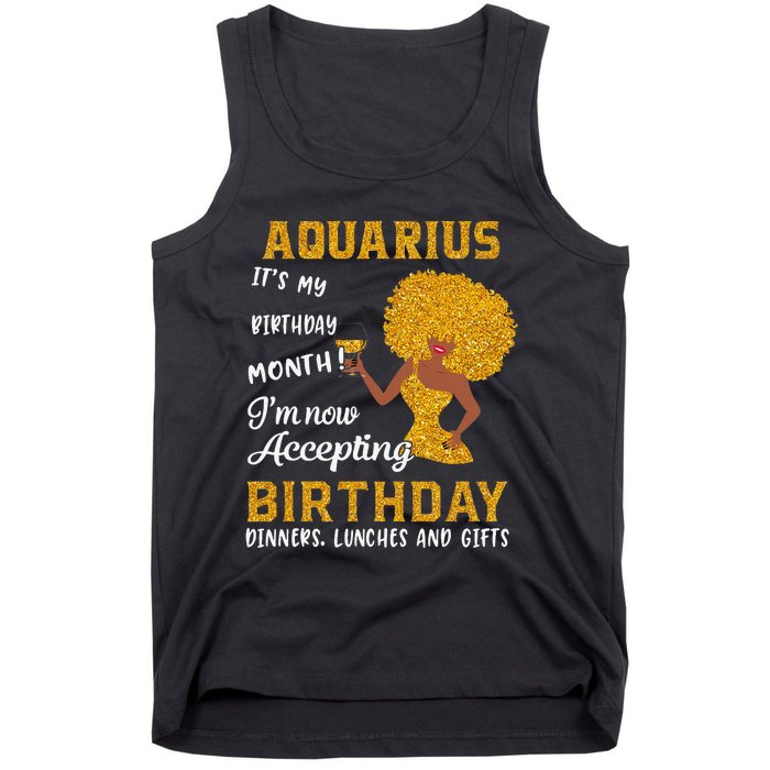 It’s My Birthday Black Wo Aquarius February Gifts Tank Top