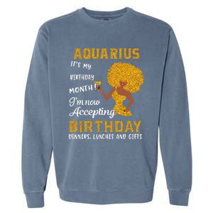 It’s My Birthday Black Wo Aquarius February Gifts Garment-Dyed Sweatshirt