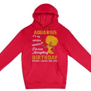 It’s My Birthday Black Wo Aquarius February Gifts Premium Pullover Hoodie