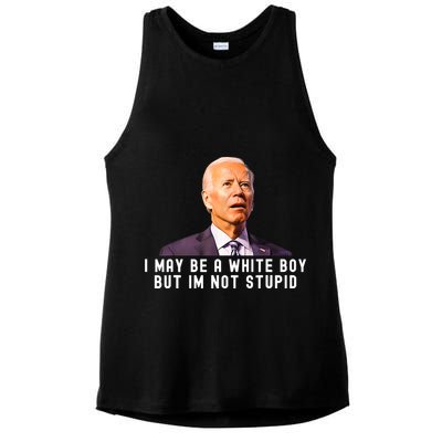 I May Be A White Boy But I'm Not Stupid Funny Ladies PosiCharge Tri-Blend Wicking Tank