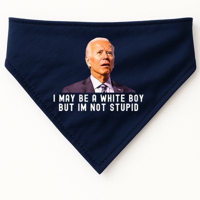 I May Be A White Boy But I'm Not Stupid Funny USA-Made Doggie Bandana