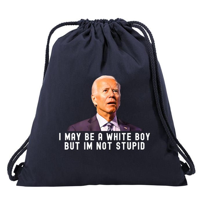 I May Be A White Boy But I'm Not Stupid Funny Drawstring Bag