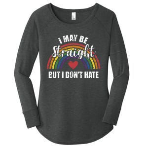 I May Be Straight But Not Hate Rainbow Flag Pride Month Women's Perfect Tri Tunic Long Sleeve Shirt