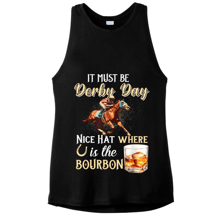 ItS Must Be Derby Day Bourbon Horse Racing Ladies PosiCharge Tri-Blend Wicking Tank