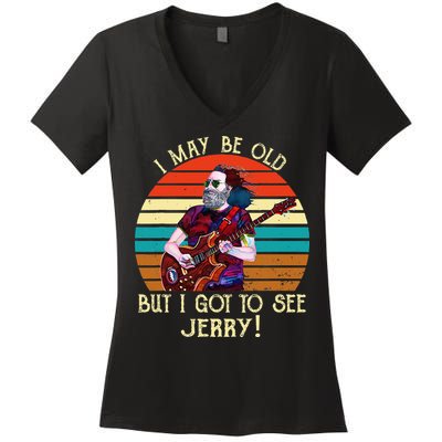 I May Be Old But I Got To See Jerry Vintage Women's V-Neck T-Shirt