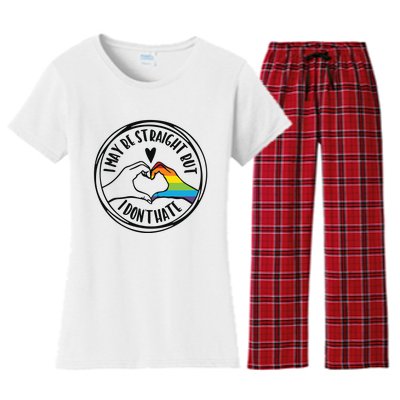 I May Be Straight But I Dont Hate Straight Against Hate Pride Ally Women's Flannel Pajama Set