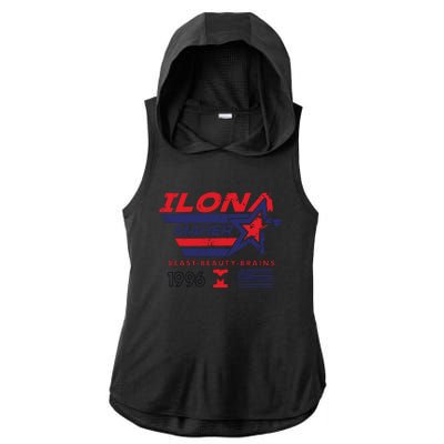 Ilona Maher Beast Beauty Brains 1996 Flag Ladies PosiCharge Tri-Blend Wicking Draft Hoodie Tank