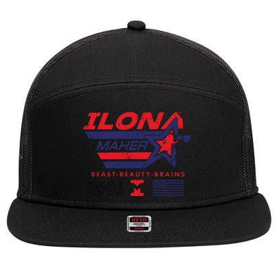 Ilona Maher Beast Beauty Brains 1996 Flag 7 Panel Mesh Trucker Snapback Hat