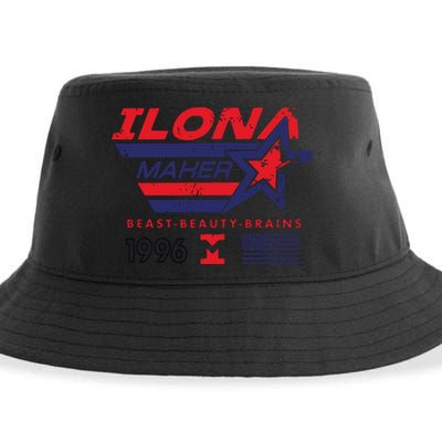 Ilona Maher Beast Beauty Brains 1996 Flag Sustainable Bucket Hat
