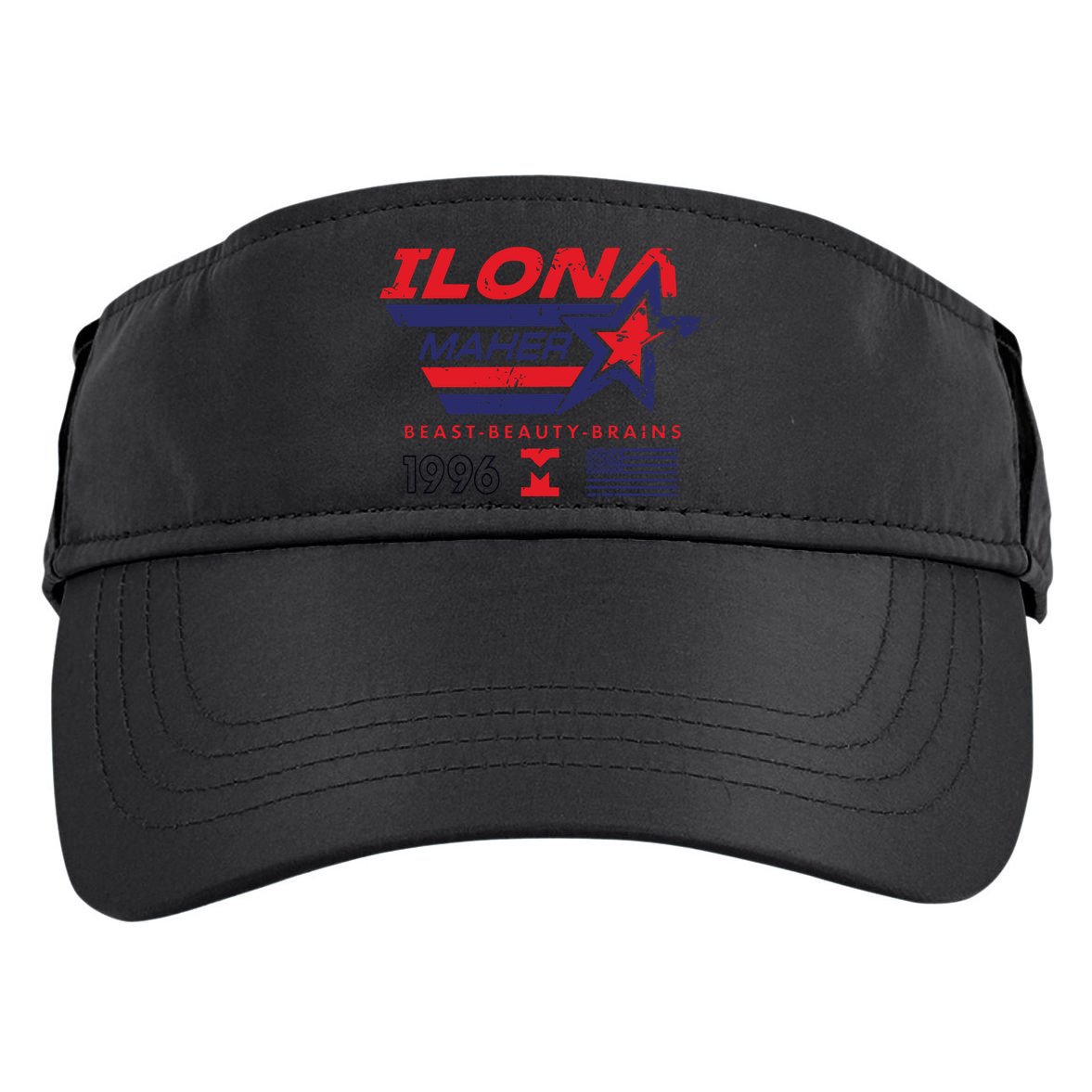 Ilona Maher Beast Beauty Brains 1996 Flag Adult Drive Performance Visor