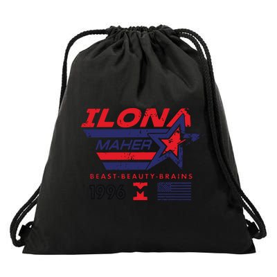 Ilona Maher Beast Beauty Brains 1996 Flag Drawstring Bag