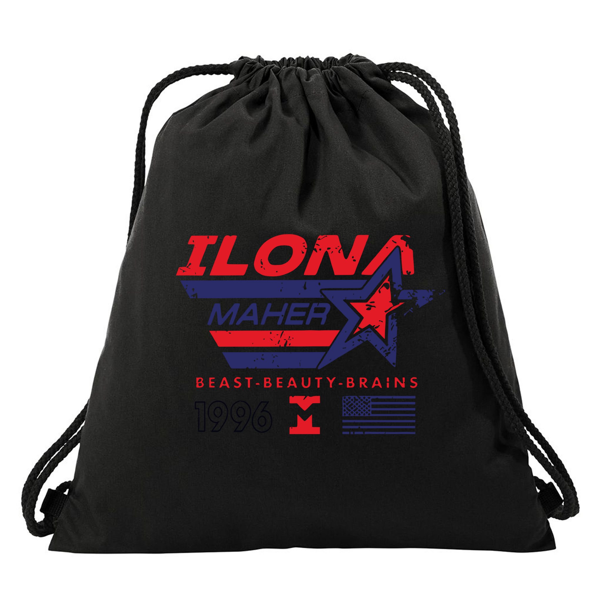Ilona Maher Beast Beauty Brains 1996 Flag Drawstring Bag