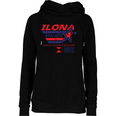 Ilona Maher Beast Beauty Brains 1996 Flag Womens Funnel Neck Pullover Hood