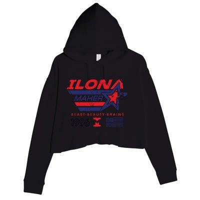 Ilona Maher Beast Beauty Brains 1996 Flag Crop Fleece Hoodie