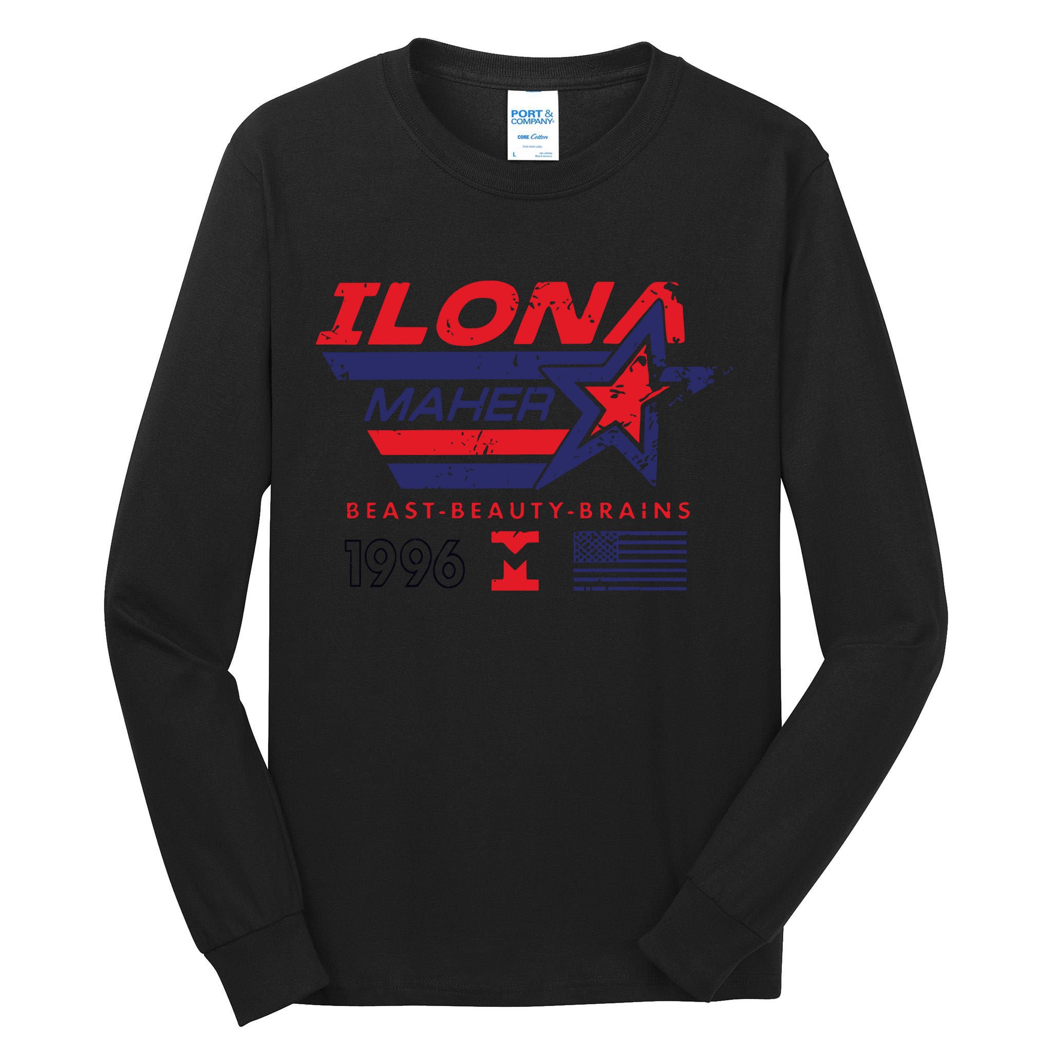 Ilona Maher Beast Beauty Brains 1996 Flag Tall Long Sleeve T-Shirt