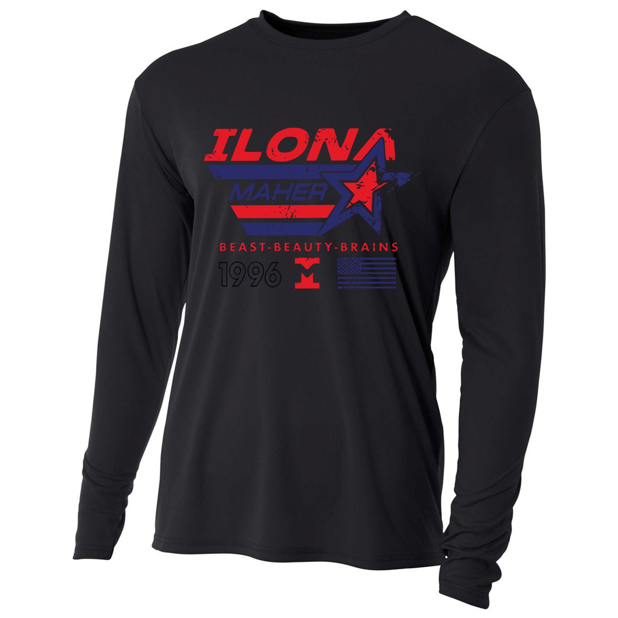 Ilona Maher Beast Beauty Brains 1996 Flag Cooling Performance Long Sleeve Crew