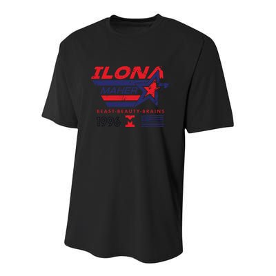 Ilona Maher Beast Beauty Brains 1996 Flag Youth Performance Sprint T-Shirt