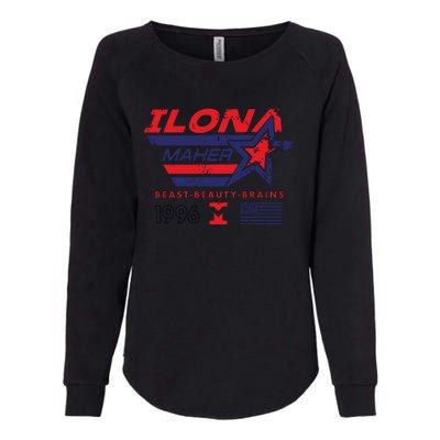 Ilona Maher Beast Beauty Brains 1996 Flag Womens California Wash Sweatshirt