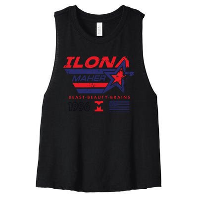 Ilona Maher Beast Beauty Brains 1996 Flag Women's Racerback Cropped Tank