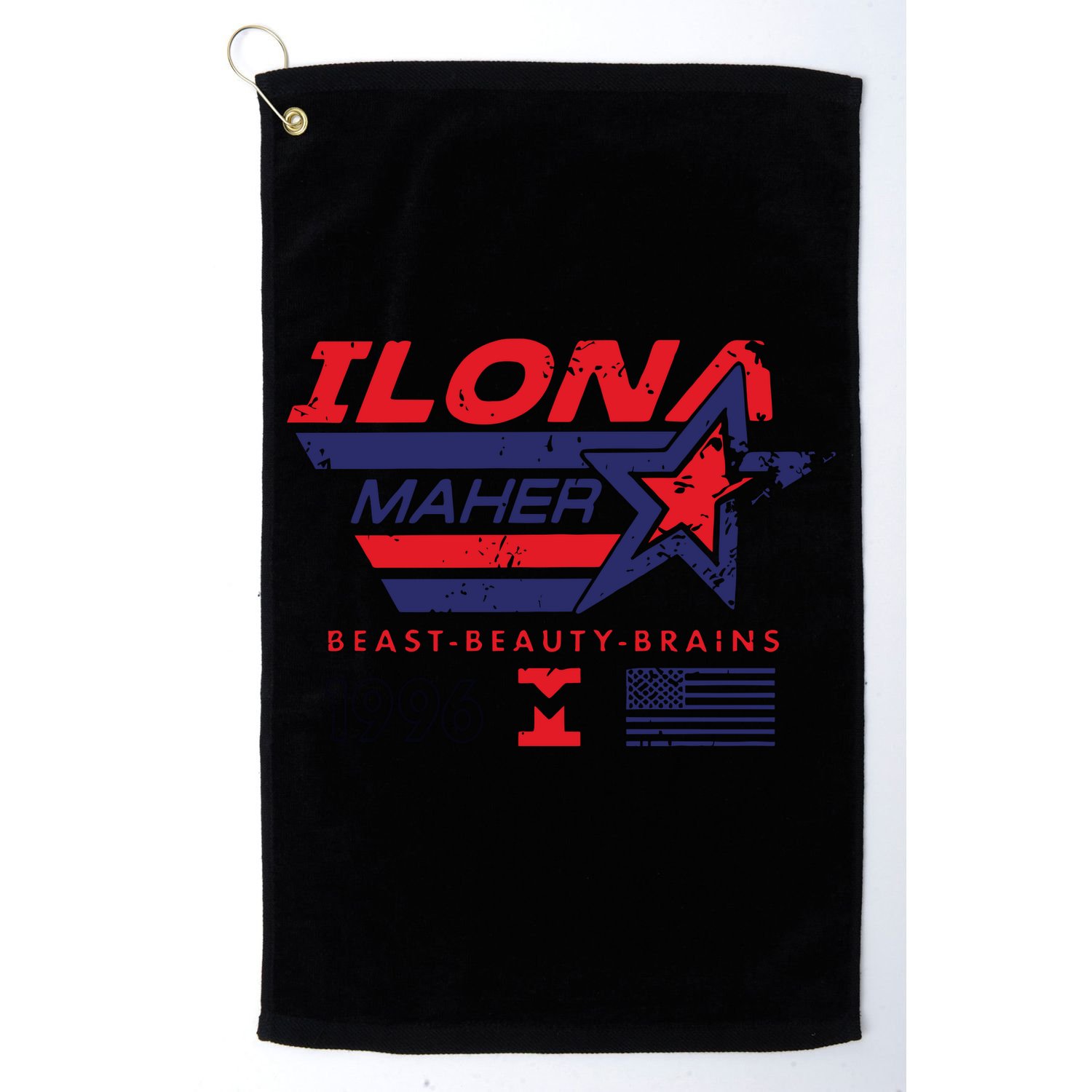 Ilona Maher Beast Beauty Brains 1996 Flag Golf Towel