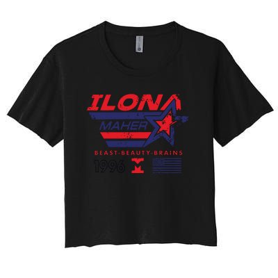 Ilona Maher Beast Beauty Brains 1996 Flag Women's Crop Top Tee